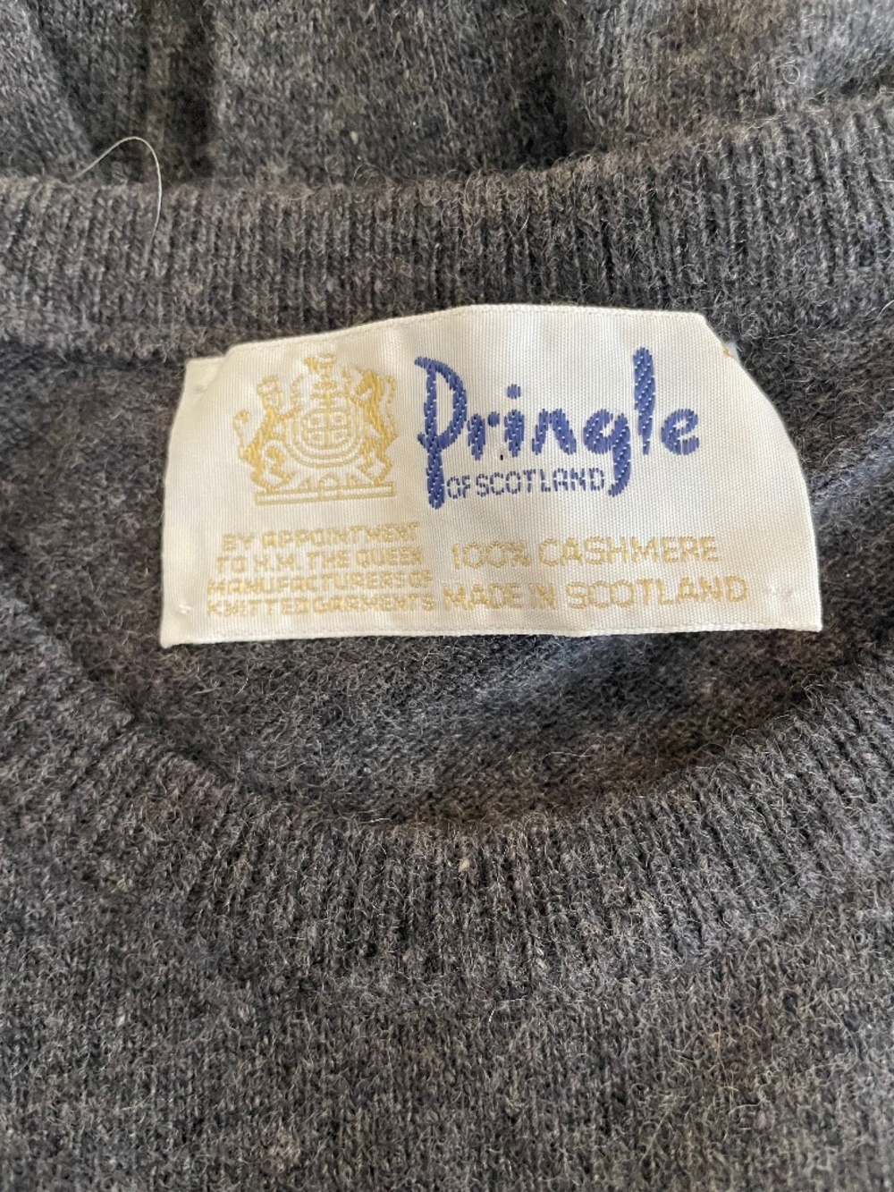 Vintage Pringle of Scotland Charcoal Grey Cashmere Sweater